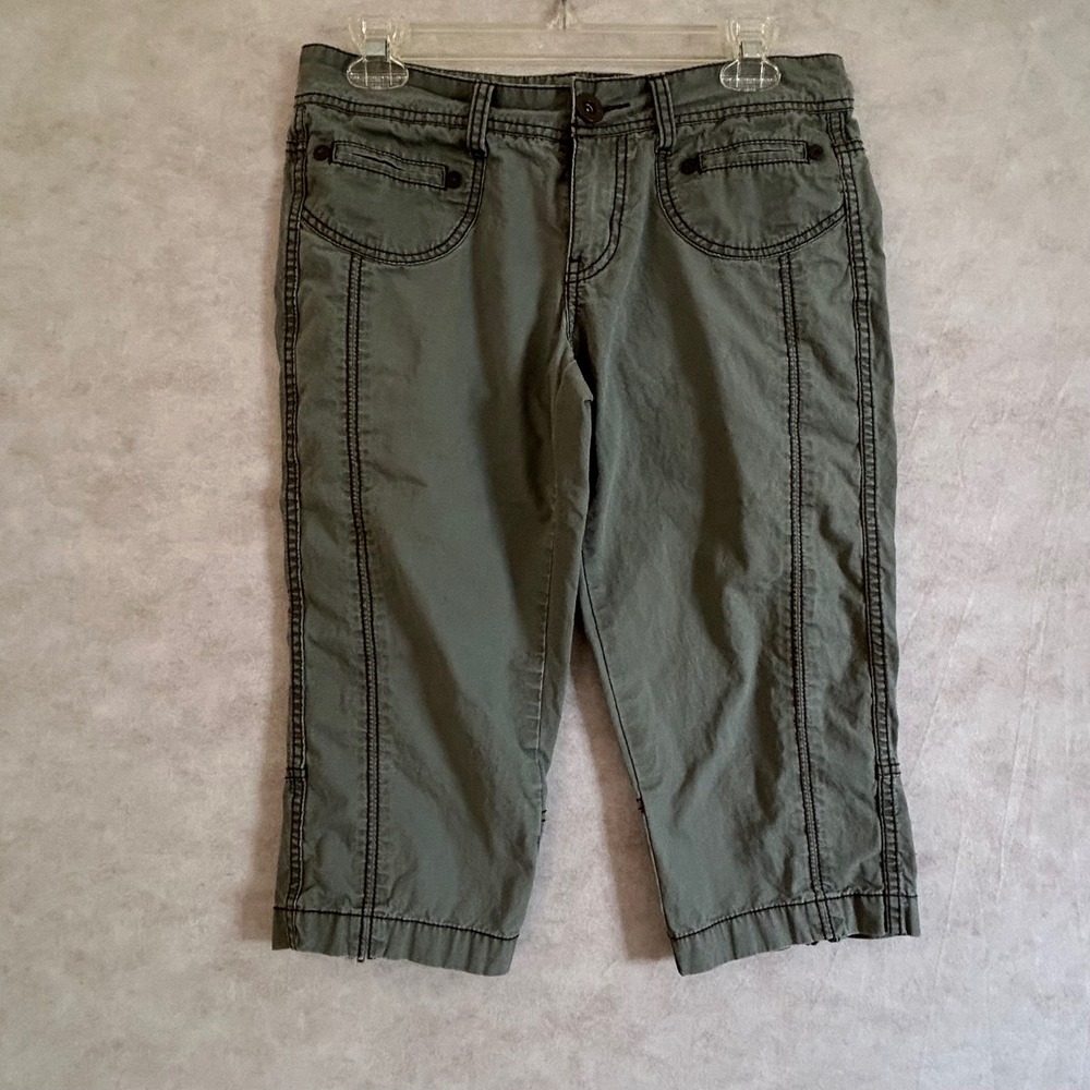 No Boundaries Olive Green Cotton Utility Capri Pants‎ Juniors 7 NB27J08105